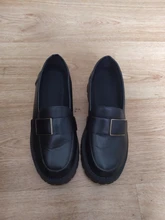 Mocasines De piel sintética para Mujer, Zapatos planos De plataforma con punta redonda, color negro, 2021, envío directo, 2020