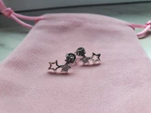 ANENJERY-pendientes de estrella hueca para mujer, de Plata de Ley 925, aretes simples de circonio cúbico a la moda, S-E151