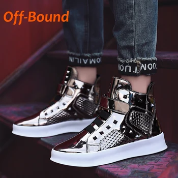 Off-Bound Men Ankle Boots High-cut Rivet Patent Leather Sneakers Men Hook&Loop Platform Skate Sport Casual Shoes Motorcycle boot
Off-Bound Men Ankle Boots High-cut Rivet Patent Leather Sneakers Men Hook&Loop Platform Skate Sport Casual Shoes Motorcycle boot