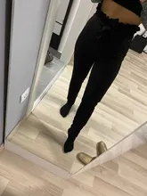 Pants Women SHEIN Waist Paperbag Elegant BELTED Frill Skinny Spring Summer Detail Solid