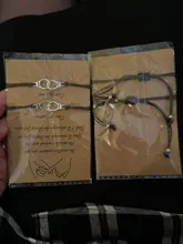 Charmsmic-Pulseras de la amistad de Color plata Vintage para amantes, brazaletes hechos A mano con tarjeta de deseos, venta al por mayor