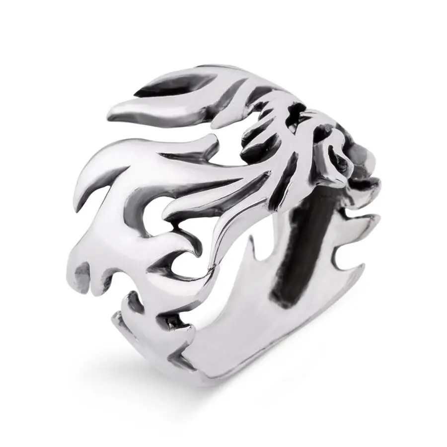 

Big Flame Motif Men's Sterling Silver Ring, Solid 925 Quality Elegant Excellent Impressive Design Special Luxury Charming New
