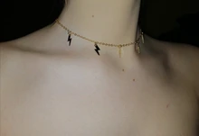 Collar con forma de relámpago para mujer, gargantilla de cadena de eslabones dorados a la moda, collar con abalorio para el cuello, joyería para mujer 2020