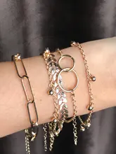 Modyle-Conjunto de pulseras de Metal bohemias para mujer, brazaletes Vintage Punk, Color dorado Simple, regalo de joyería