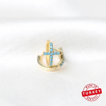 Hot Sale 925 Sterling Silver Hoop Earrings Cross Design Turquoise Stone Turkish Handmade Mint Jewelry 
Hot Sale 925 Sterling Silver Hoop Earrings Cross Design Turquoise Stone Turkish Handmade Mint Jewelry