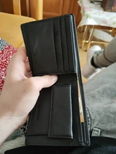 Billetera de cuero genuino para hombre, billetera de 100%, producto prémium, corta, negra, Cuero de vaca Real