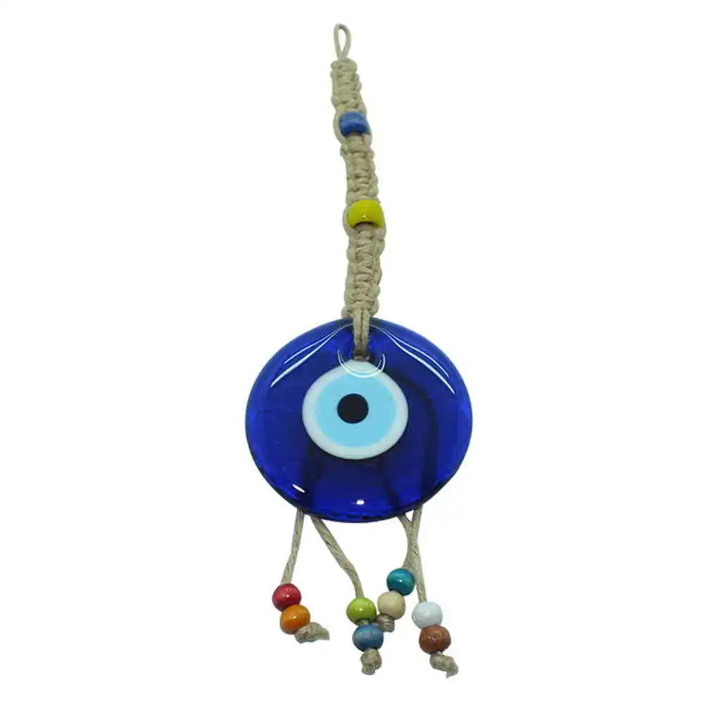 

Handmade Wicker Macrame Blue Evil Eye No3 Wall Hanging Home Decor Glass Turkish Traditional Gift Birthday Woman Man 8X27 CM