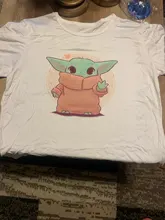 Camisetas con gráficos del mandaloriano para mujer, playeras con estampado bonito de Baby Yoda para mujer, blusas blancas, camiseta informal Unisex