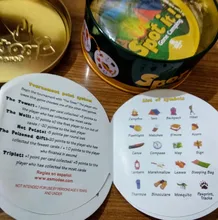 Cartas de juego para niños, cartas de punto con garabatos, animales, letras del alfabeto y números, juguetes para niños, tarjetas de juego móviles de dedo rápido en caja de metal