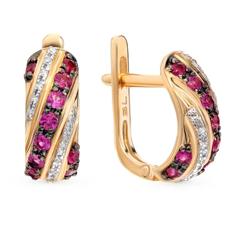 Gold earrings with rubies and diamonds sunlight sample 585
Gold earrings with rubies and diamonds sunlight sample 585