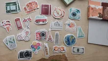 46 unidades por paquete, pegatinas de etiqueta de paisaje de viaje, etiquetas de papelería decorativas, pegatinas de Scrapbooking, álbum diario Diy, etiqueta adhesiva