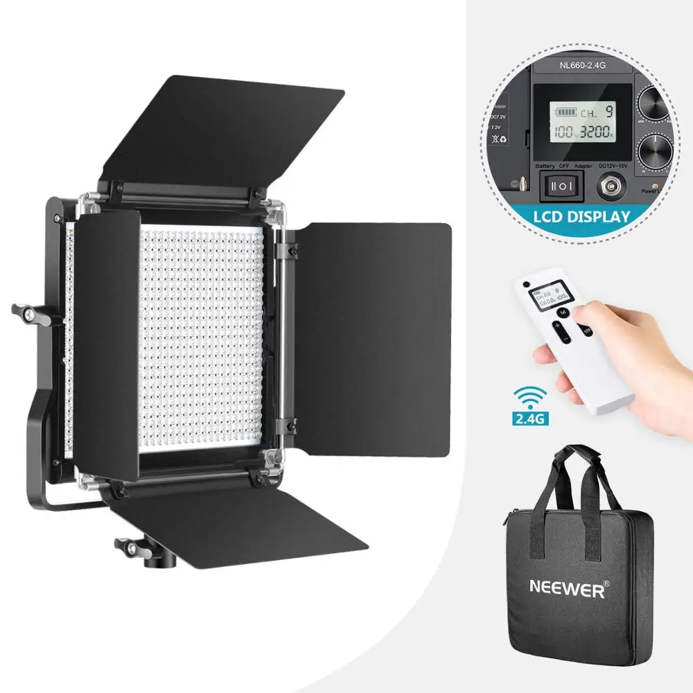 Neewer Advanced 2.4G 660 LED Video Light, Dimmable Bi-Color LED Panel and 2.4G Wireless Remote for Portrait Product Photography
Neewer Advanced 2.4G 660 LED Video Light, Dimmable Bi-Color LED Panel and 2.4G Wireless Remote for Portrait Product Photography