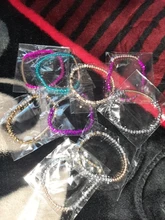 Pulsera elástica de 27 colores para mujer, brazalete pequeño de oro plateado, cuadrado, acrílico, facetas de hematita, cuentas de cristal, BC324