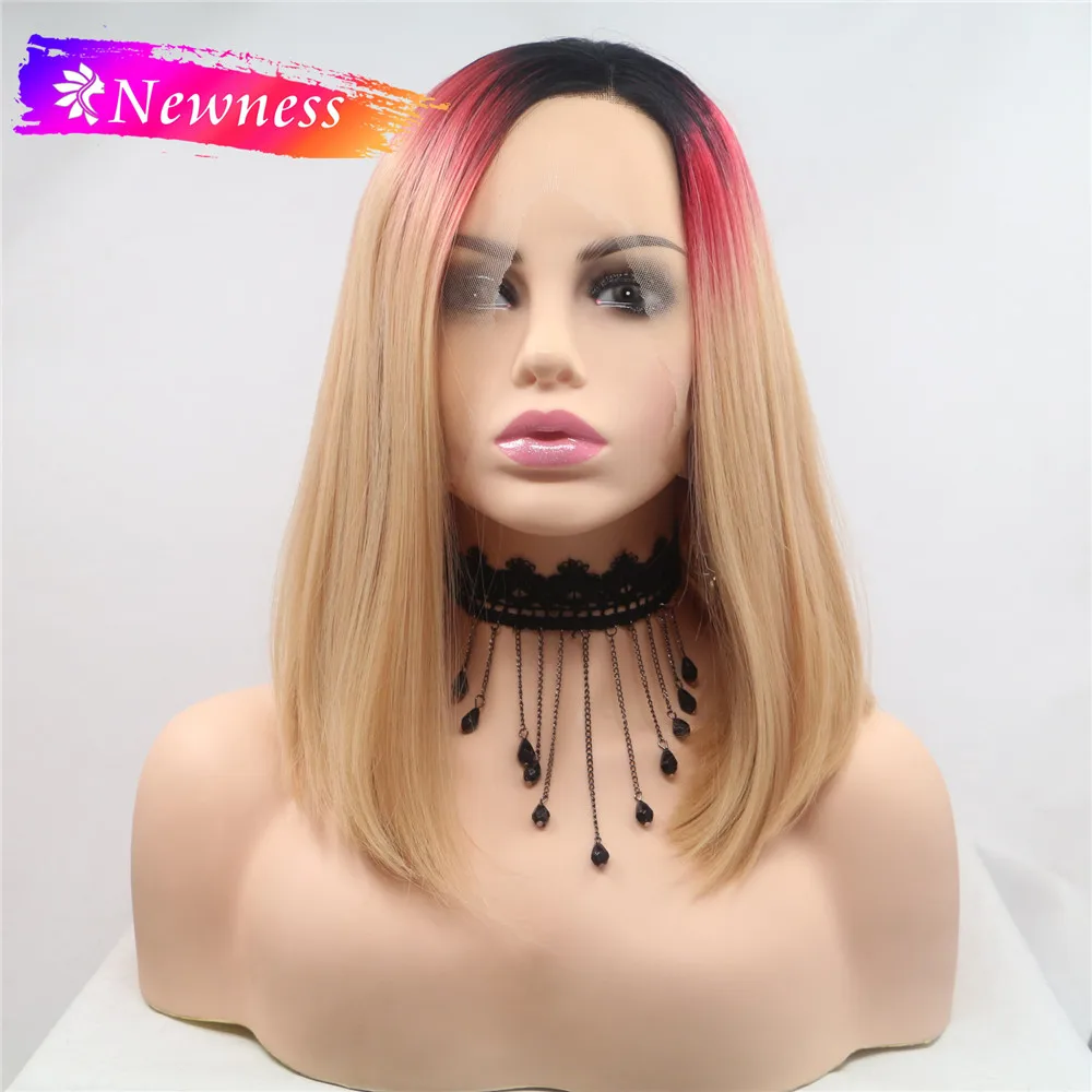 Парик Newness Bob Прямой 13x4 парики на сетке спереди для женщин синтетический парик