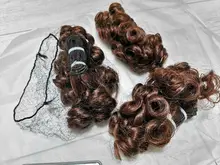 Code Calla-extensiones de pelo ondulado doble tie, rizadas y saltarinas, extensiones de cabello humano brasileño Remy, Color marrón oscuro Natural, rizado corto