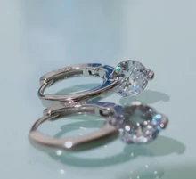 ANENJERY de Plata de Ley 925 de circón brillante geométrico pequeño aro pendientes para las Mujeres Nuevo versátil accesorios oído S-E1441