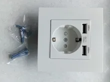 Enchufe USB Toma de corriente estándar de la UE doble Usb de pared hembra cargador AC110V-250V 16A Panel de vidrio de cristal/Panel de plástico de