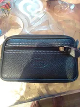 Bolso monedero de cuero de Color puro para hombre, bolso de mano Vintage, a la moda, de alta calidad, #1