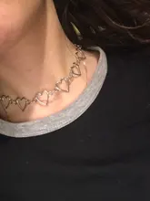 Gargantilla de eslabones con corazón hueco para mujer, collar dorado, cadena llamativa, regalo de fiesta, joyería para niña