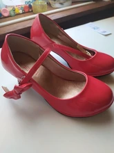 Zapatos Infantiles para niñas, calzado con lazo de cuero para fiesta de Baile de Princesa, brillantes, Color rojo sólido, tacón alto, de cuero de moda, oferta de otoño