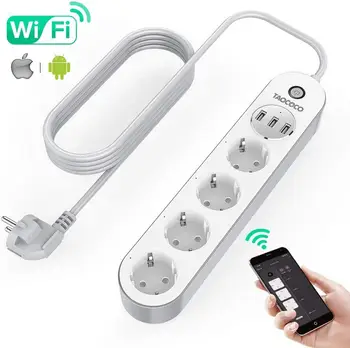 TAOCOCO Terminal intelligent, Smart Power Strip with 4 socket servers and 3 USB, supports voice control/remote Control buttons/timer for
TAOCOCO Terminal intelligent, Smart Power Strip with 4 socket servers and 3 USB, supports voice control/remote Control buttons/timer for