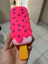1 de policarbonato para perros juguete para masticar con chirrido de goma rosa helado en forma de juguetes para gato cachorro perros bebé de helado Molar juguete interactivo