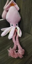 Gato de calamar para perro, juguete de pulpo, mascota de peluche BB, cuerda de perrito, mordedores de juguete con sonido rosa