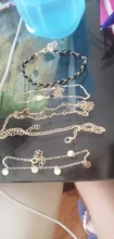 Docona-tobillera de flecha gótica negra para mujer, tobillera de cadena de lentejuelas hecha a mano, joyería para fiesta en la playa, 5 unidades/set 8851