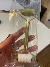 Rodillo de Jade VERDE de doble cabeza, masajeador elíptico para cara, cuello, cara, adelgazante, herramientas de belleza de cara delgada, 1 Estiramiento Facial