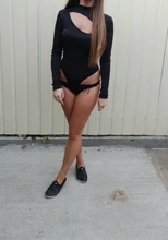 Body de cuello alto con agujeros para mujer, peleles negros ajustados de manga larga, Tops de leotardo elásticos 2020, tendencia de otoño y primavera