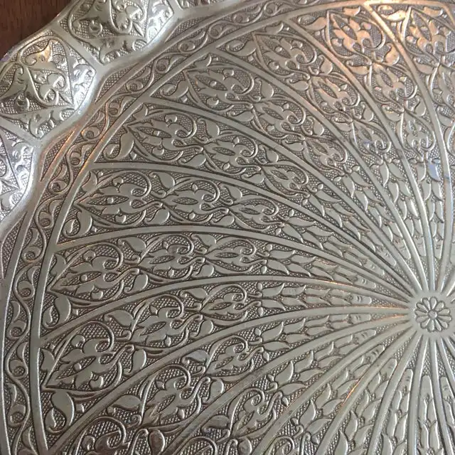 Turkey authentic Arabic cuisine decor with patterned copper bowl Ottoman Turks in Anatolia tea and coffee tray Christmas Gif.