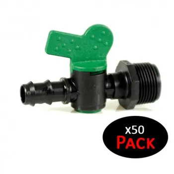 Stopcock 16mm for drip irrigation x 1/2 "male thread (Pack 50 PCs) 
Stopcock 16mm for drip irrigation x 1/2 "male thread (Pack 50 PCs)