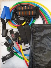 Set de Bandas de Resistencia, gomas bandas elasticas fitness para entrenar con soporte de 100lbs, Kit de Bandas para Entrenar con 5 tubos, 4 Manijas de Hule, Correas para Tobillos, Anclaje para puerta