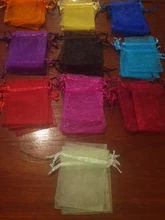 50 unids/lote 5x7cm 7x9cm 9x12cm 10x15cm Cordón de Organza bolsas joyería bolsas de embalaje de caramelo de la boda al por mayor de regalos bolsas