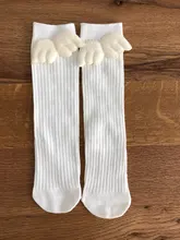 Calcetines de niñas bebé alas de ángel para niña pequeña, calcetín largo de algodón suave para niños, calcetines sólidos para niños de 0 a 8 años hasta la rodilla