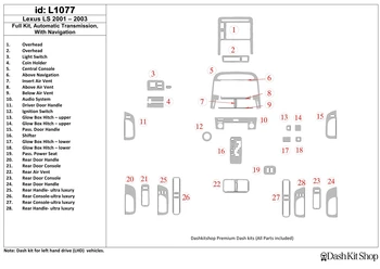 Interior trim for Lexus LS 2001-2003. Set L1077.
Interior trim for Lexus LS 2001-2003. Set L1077.