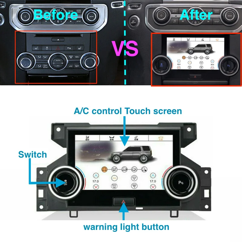 Upgraded 7.0 Inch Air Conditioning LCD Touch Screen Climate Heater Control Panel For Land Rover Discovery 4 LR4 2010-2016
Upgraded 7.0 Inch Air Conditioning LCD Touch Screen Climate Heater Control Panel For Land Rover Discovery 4 LR4 2010-2016