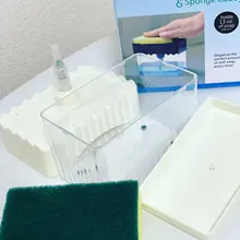 Soap-Organizer Liquid-Dispenser-Container Soap-Pump-Dispenser Sponge-Holder Hand-Press