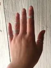 Conjunto de anillos minimalistas de plata y oro para mujer, sortija de nudillo con cristal geométrico Punk, joyería para dedos 2019