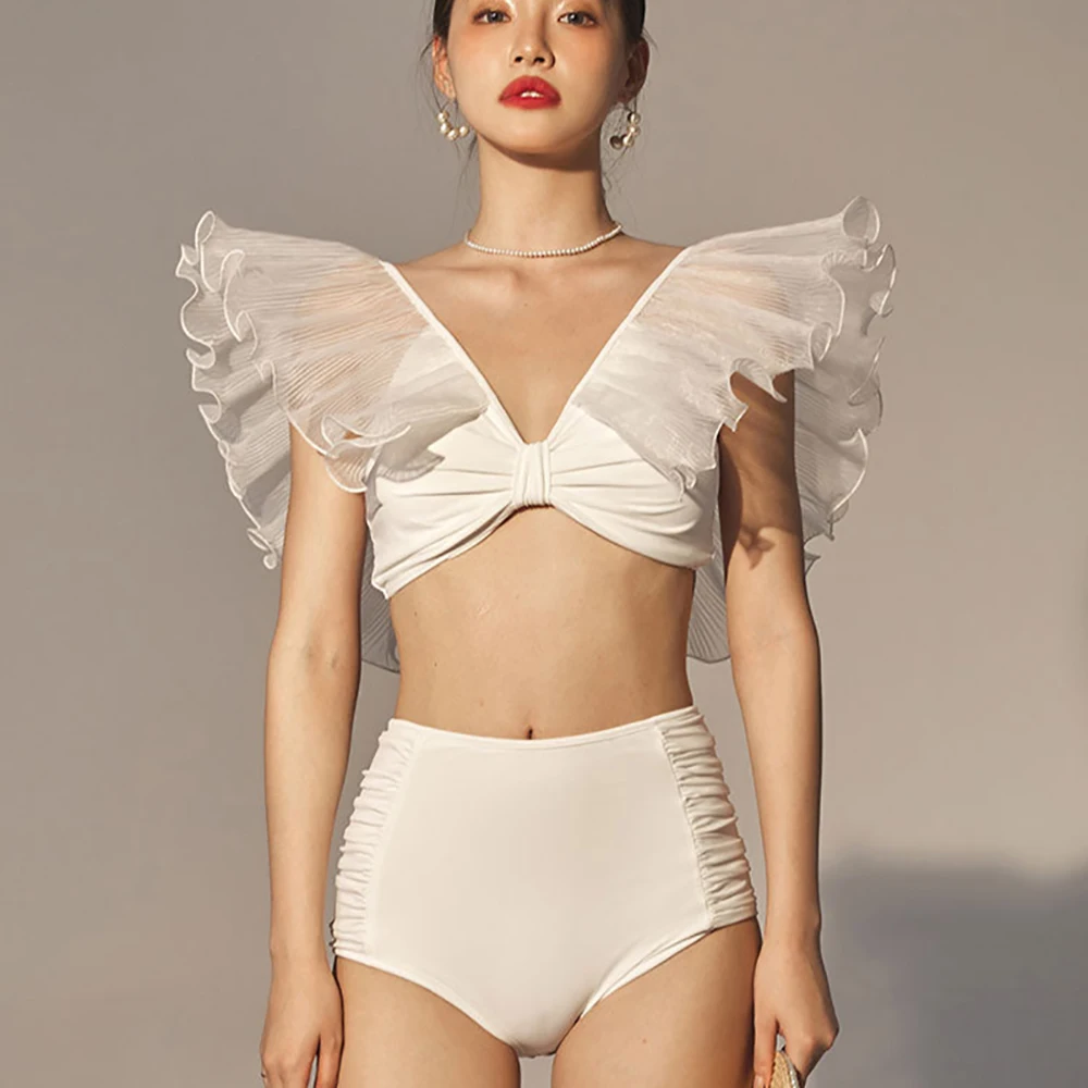 Ruffled V-neck Bikini 2022 New High Waist Open Back Simple Swimsuit Women Summer Push Up Bathing Suit Solid Swimming Suit Monoki
Ruffled V-neck Bikini 2022 New High Waist Open Back Simple Swimsuit Women Summer Push Up Bathing Suit Solid Swimming Suit Monoki