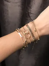 Modyle-Conjunto de pulseras de Metal bohemias para mujer, brazaletes Vintage Punk, Color dorado Simple, regalo de joyería