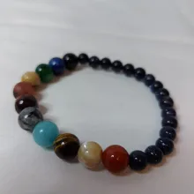 Pulsera de piedras naturales para hombre y mujer, brazalete de cuentas con sistema Solar, Chakra, Yoga, para amantes de los ocho planetas
