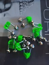 10 unids/lote mordedura alarmas pesca rod campanas de abrazadera de barra protector de esquina de las campanas de pesca accesorio ABS aire libre YJ-231 de Metal