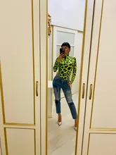 CNYISHE-body de manga larga con estampado de piel de leopardo para mujer, ropa de calle Sexy verde neón, mono, Tops de leopardo ajustados, monos de moda