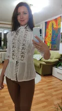 Blusa holgada informal de manga larga para verano y otoño, camisa de encaje color blanco para mujer, de talla grande, 2020