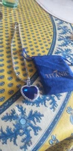 Colgante collar con corazón de Titanic de OCéANO AZUL corazón amor para siempre + bolsa de terciopelo