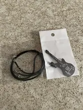 Collar de guitarra de acero inoxidable 316L para hombre, cadena de cuero, colgantes