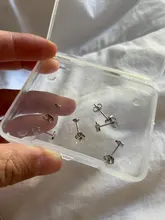 Canner 3 unid/set Pendientes para mujer Plata de Ley 925 Pendientes de botón Pendientes estrella pentagrama Stud Piercing Pendientes joyería fina Aretes W5