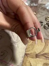 Anillo con apertura ajustable iniciales del nombre para mujer, ancho hueco, grueso, letras de A-Z, 3 colores, Metal, alfabeto, fiesta, joyería