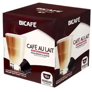 Cafe wiht milk decaf Bicafé, 16 capsules compatible Dolce Gusto 
Cafe wiht milk decaf Bicafé, 16 capsules compatible Dolce Gusto